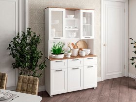 Буфет Катерини (дуб бельмунд/белое дерево) в Бобровке - bobrovka.mebel-nsk.ru | фото