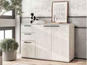 Комод Стандарт-3 NEW (дуб крафт белый) в Бобровке - bobrovka.mebel-nsk.ru | фото
