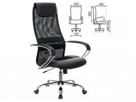 Кресло офисное BRABIX PREMIUM Stalker EX-608 CH, хром, ткань-сетка/кожзам, черное в Бобровке - bobrovka.mebel-nsk.ru | фото