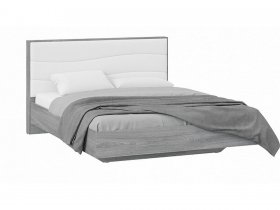 Кровать двуспальная 1,6 м «Миранда» Тип 1 (Дуб Гамильтон/Белый глянец) в Бобровке - bobrovka.mebel-nsk.ru | фото