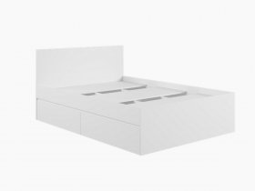 Кровать двуспальная с ящиками 1,4м Мадера-М1400 (белый) в Бобровке - bobrovka.mebel-nsk.ru | фото