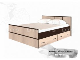 Кровать двуспальная с ящиками 1,4м Сакура (BTS) в Бобровке - bobrovka.mebel-nsk.ru | фото