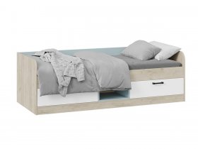 Кровать комбинированная «Оливер» Тип 1 401.003.000 (дуб крафт серый/белый/серо-голубой) в Бобровке - bobrovka.mebel-nsk.ru | фото