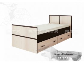 Кровать односпальная с ящиками 0,9м Сакура (BTS) в Бобровке - bobrovka.mebel-nsk.ru | фото