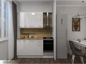 Кухонный гарнитур МДФ Выгодно и точка 1,5 м (белый глянец) в Бобровке - bobrovka.mebel-nsk.ru | фото