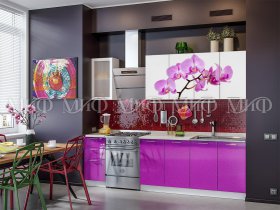 Кухонный гарнитур Орхидея (фиолетовый) в Бобровке - bobrovka.mebel-nsk.ru | фото