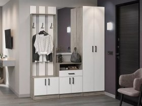 Модульная прихожая Вега (дуб крафт серый/белый) в Бобровке - bobrovka.mebel-nsk.ru | фото