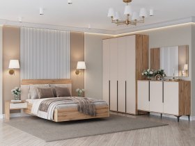 Модульная спальня Сицилия (дуб альпийский/тефия) в Бобровке - bobrovka.mebel-nsk.ru | фото