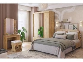 Модульная спальня Виктория-1 (дуб крафт золотой) в Бобровке - bobrovka.mebel-nsk.ru | фото