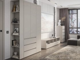 Модульная стенка Люмо (кашемир) в Бобровке - bobrovka.mebel-nsk.ru | фото