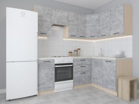 Модульная угловая кухня 1,4м*2,1м Лада (цемент) в Бобровке - bobrovka.mebel-nsk.ru | фото