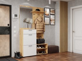 Прихожая Монтана (дуб крафт золотой/белый) в Бобровке - bobrovka.mebel-nsk.ru | фото