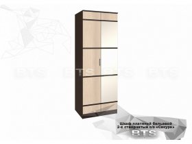 Шкаф двухстворчатый с зеркалом платяной-бельевой Сакура (BTS) в Бобровке - bobrovka.mebel-nsk.ru | фото
