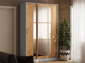 Шкаф-купе 1,4м «Стиль-2» (белый/дуб крафт золотой) в Бобровке - bobrovka.mebel-nsk.ru | фото