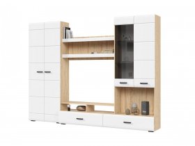 Стенка ГС-01 Либерти (дуб сонома/белый глянец) в Бобровке - bobrovka.mebel-nsk.ru | фото
