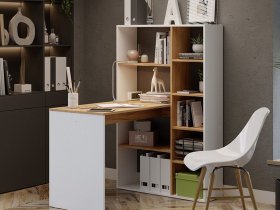 Стол письменный тип 16 (дуб крафт золотой/белый ясень) в Бобровке - bobrovka.mebel-nsk.ru | фото