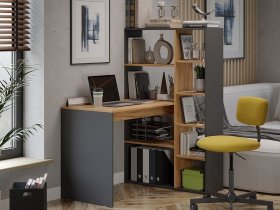 Стол письменный тип 16 (дуб крафт золотой/графит серый) в Бобровке - bobrovka.mebel-nsk.ru | фото