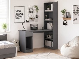 Стол письменный угловой «Лайт» 10.01 (темно-серый) в Бобровке - bobrovka.mebel-nsk.ru | фото