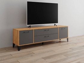 Тумба под ТВ Парус-13 (дуб крафт золотой/графит серый) в Бобровке - bobrovka.mebel-nsk.ru | фото