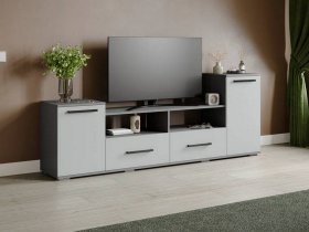 Тумба под ТВ Парус-2 (графит серый/серый камень) в Бобровке - bobrovka.mebel-nsk.ru | фото